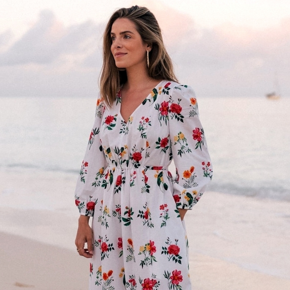 Gal Meets Glam Floral Maxi Dress - White and Multicolor